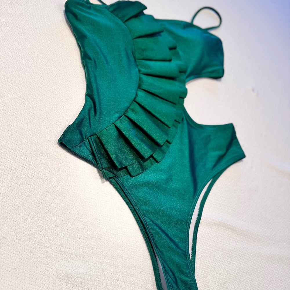 Green Ruffled Swimsuit